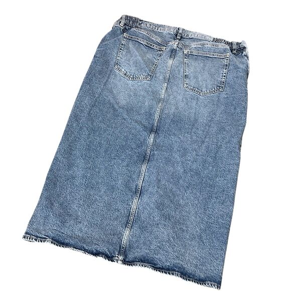H&M Maternity Mama Denim Skirt Women Extra Large Blue Jean Front Slit Midi - Picture 2 of 8